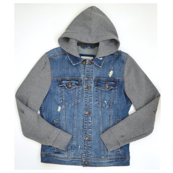 hollister denim hoodie jacket men's